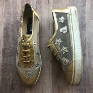 Vintage Stuart Wietzman Mesh & Gold Star Studs